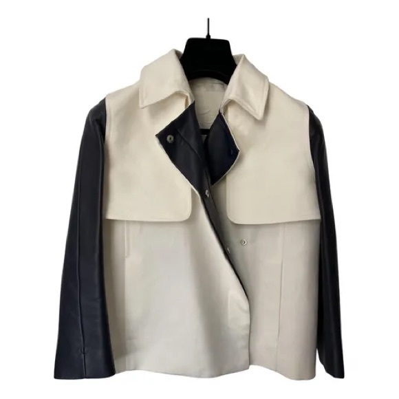 NWT! Rare LaCoste Structured Silk & Leather Jacket - Picture 4 of 10